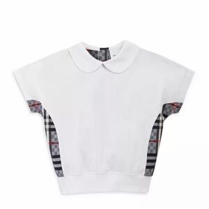 Kids White Collared Shirt with Plaid Accents